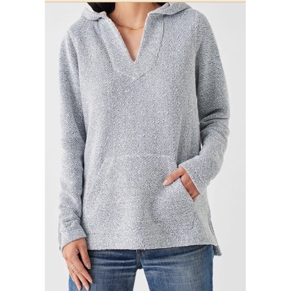 Faherty Nwt Womens Hooded Sweater Whitewater XS Seabrook Poncho